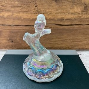 Vintage Opalescent Carnival Glass Owl On Tree